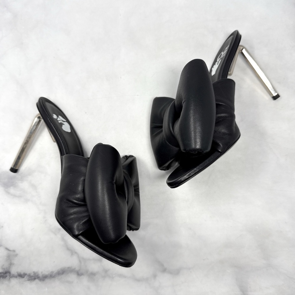 OFF-WHITE Leather Oversized Padded Bow Allen Wrench Mule Sandal Heels Black 36 - Picture 5 of 12